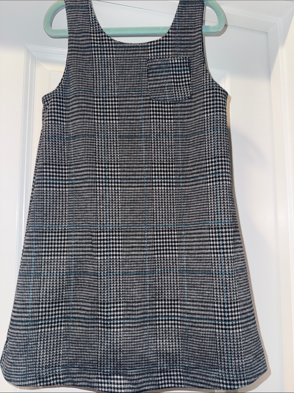 Old Navy Black, Blue, and White Plaid Sleeveless Shift Dress
